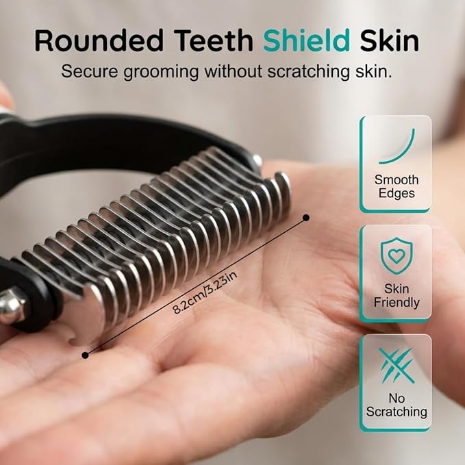 Double Sided Dematting Comb for Cats & Dogs, 2026 Upgrade Undercoat Rake Deshedding Grooming Tool, Multi-Functional Pet Detangling Comb, Double Sided Lint Remover Comb with Lint Roller (b)