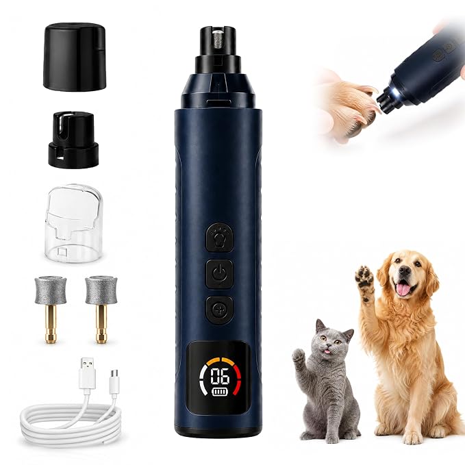 2026 Upgraded Silent Groom Pro Nail Grinder, 6-Speed Dog Nail Grinder with Led Light, Grooming Pro Pet Nail Grinder with 2 Grinding Heads, Pet Nail Trimmers for Small Medium Large Dogs & Cats