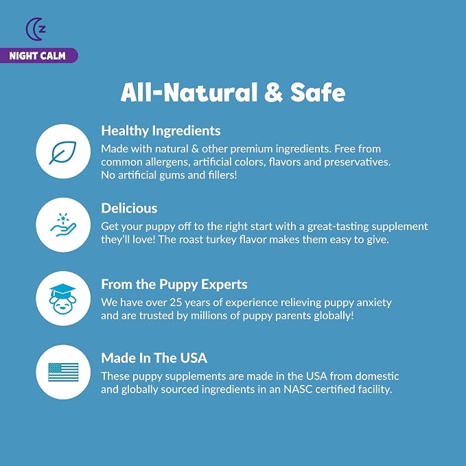 Snuggle Puppy Night Calm Puppy Bites with Melatonin, Chamomile & Ashwagandha - Calming Treats for Dogs - Melatonin for Dogs to Support Restfulness & Sleep - 60 Soft Chew Dog Treats