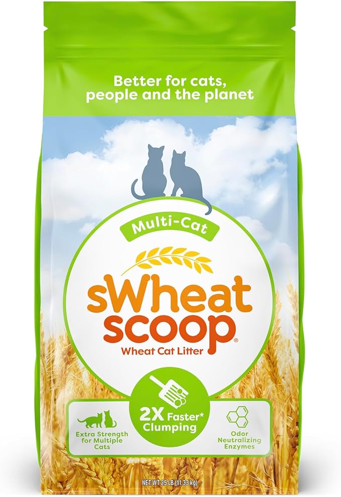 sWheat Scoop Natural Wheat Multi-Cat Litter 25 Pound Bag and Vital Essentials 0.5 oz Freeze-Dried Raw Cat Treats Minnows