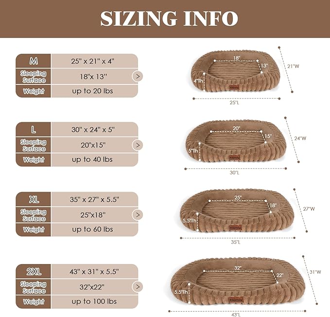 Orthopedic Dog Bed, Hip & Joint Support Extra Large Dog Crate Pad | 43L x 31W x 5.5H, Egg-Crate Memory Foam, Washable Cover, Low Front Entry, Non-Slip Bottom, XXL Dog Bed, Brown