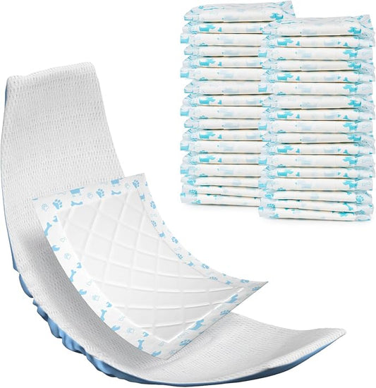MICOOYO Disposable Dog Diaper Liners Booster Pads for Female and Male Dogs, Super Absorbent Doggie Diaper Insert Fit Most Washable Reusable Dog Diapers, Pet Belly Bands, Warps (Blue, S, 100Count)