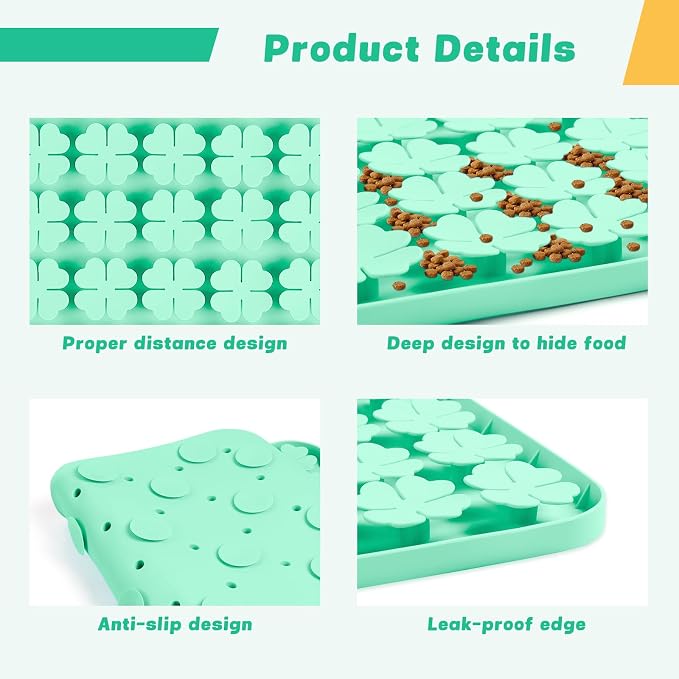 Dog Lick Mat, 23.6"x 15.7" Large Silicone Snuffle Mat with Suction Cups, Slow Feeder for Small Medium Large Dogs Slow Eating, Boredom Reducer (Green)