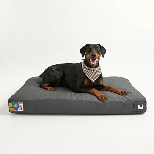 Sytopia 42 Inch Canvas Outdoor Dog Bed for Extra Large Dogs, Durable Dog Bed with Waterproof Machine Washable Removable Cover, Indoor Patio Pet Pad for Crate, Dark Grey