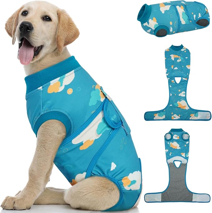 Kuoser Dog Recovery Suit for Surgery, Soft Dog Surgery Suit Female Male Spay Neuter, Anti-Licking Pet Onesie for Abdominal Wounds, Skin Disease, Doggy Cone Alternative Surgical Recovery Bodysuit, M