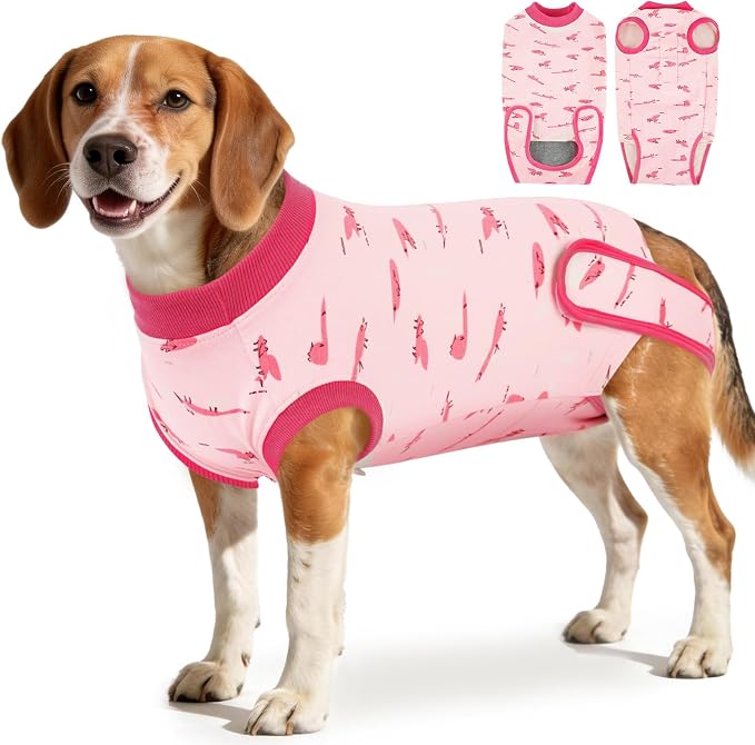 IDOMIK Dog Recovery Suit for Female Spay - Adjustable Anti-Licking Dog Post Surgery Onesie, Male Female Dog Neuter Spay Suits, Soft Abdominal Wound Bandage & E-Collar Cone Alternative