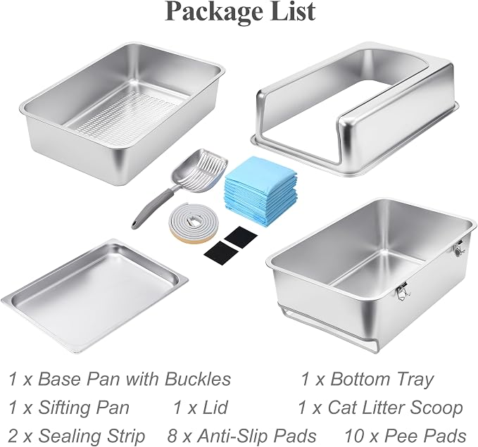 Pull-Out Sifting Cat Litter Box with Lid for Pine Pellets (23.5" L x 15.6" W x 14" H)