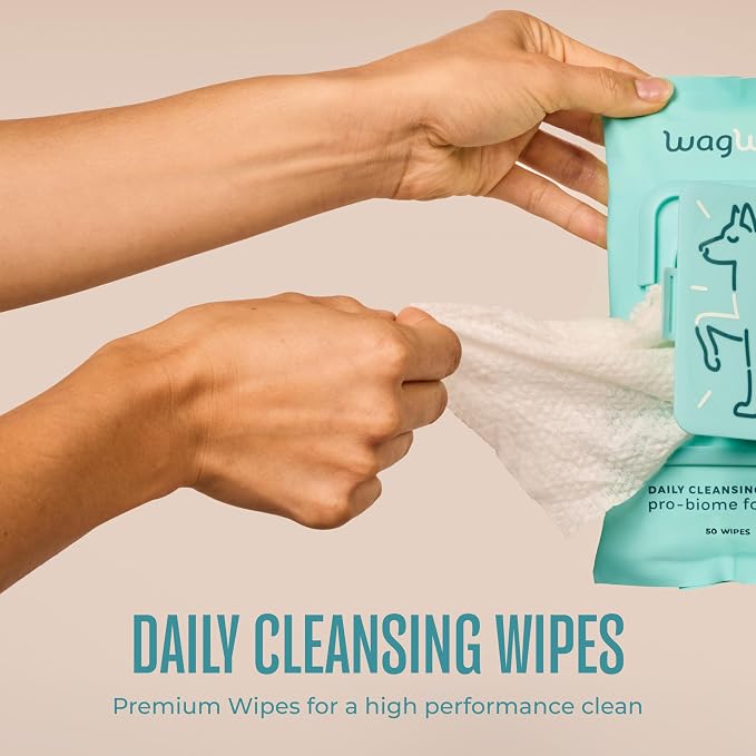 WagWell Grooming Bundle | Paw Protector and Wipes - Vet-Approved & Microbiome-Friendly Dog Paw Pad & Nose Balm - Hypoallergenic, Fragrance Free, Microbiome-Friendly Grooming Wipes | $32 Value