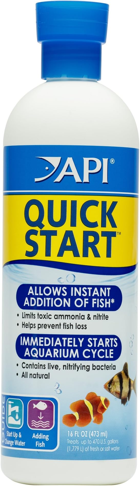 API Quick Start Freshwater and Saltwater Aquarium Nitrifying Bacteria 16-Ounce Bottle Stress Coat Aquarium Water Conditioner 16-Ounce Bottle