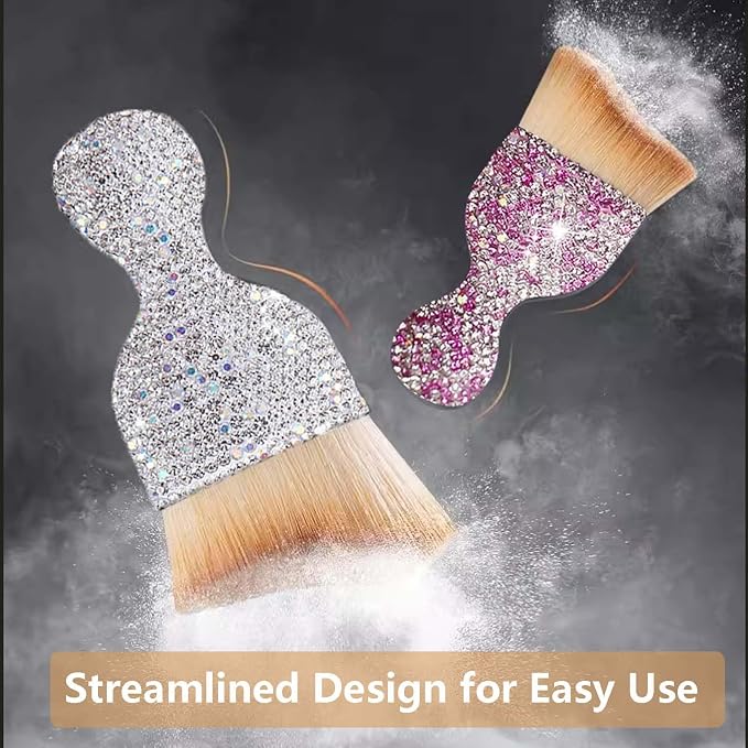 Car Interior Brush Blingbling Car Accessories for Women,Dust Sweeping Soft Brush with Rhinestone Handle,Detailing Brush Cleaner for Dashboard, Air Conditioner Vents, Computer Keyboard, etc (Pink)