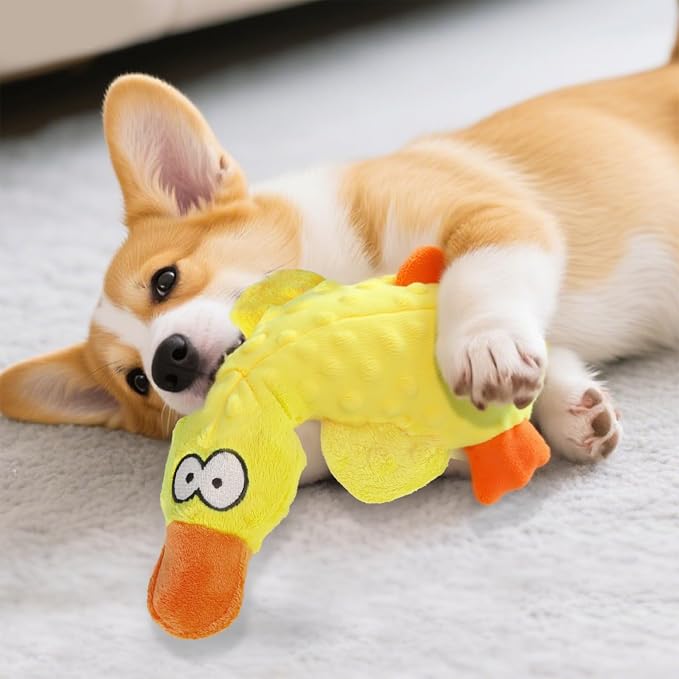 Vingtank Calming Duck Toy for Dogs, 2025 New Yellow Duck Dog Toy, Quacking Ducks Toy for Dog Durable Emotional Support Plush Toys for Indoor Dogs