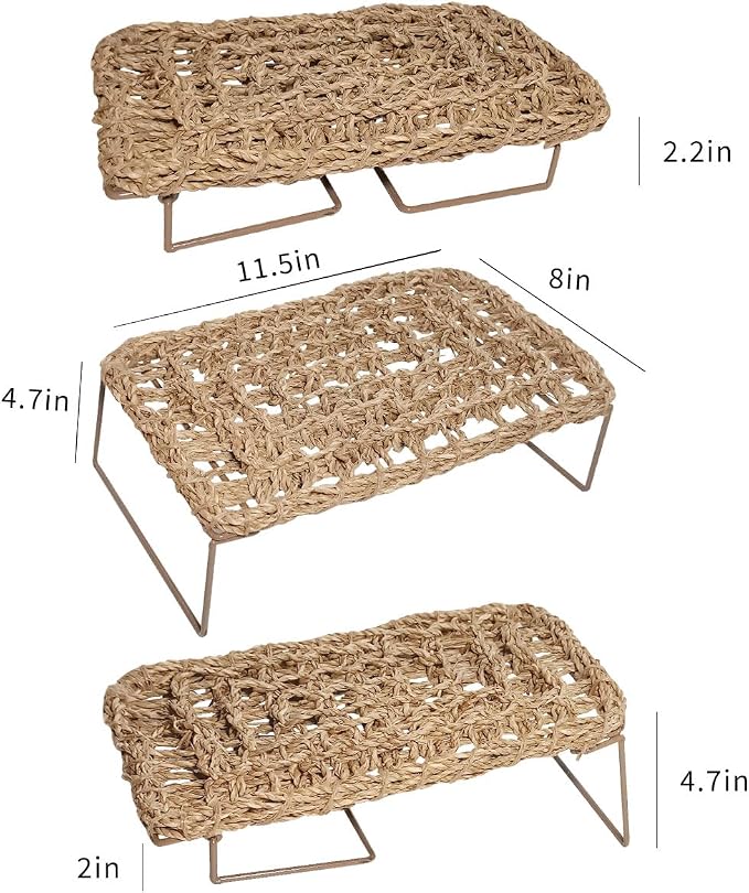 Bearded Dragon Hammock Reptile Tank Accessories Decor Basking Platform Metal Legs Bed Habitat for Lizard Leopard Gecko Snake Hermit Crab and Frog (Rectangle)