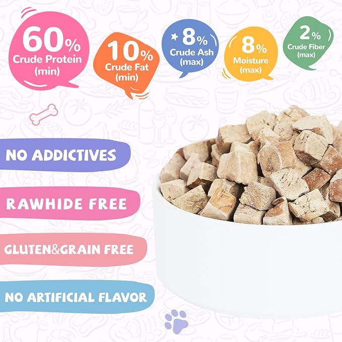PAWUP Freeze Dried Duck Liver & Quail Egg Yolk Cat Treats, Dog Liver Treats, High Protein Snack for Dogs, Cats, Healthy Single Ingredient, Rawhide Free, Grain Free
