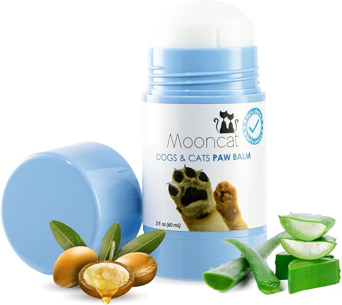 Mooncat Dental Finger Wipes and Paw Balm Bundle for Dogs and Cats - Plaque Tartar Remover Breath Freshener Plus Lick Safe Nose and Paw Moisturizer for Dry Cracked Pads 40 Count and 2oz