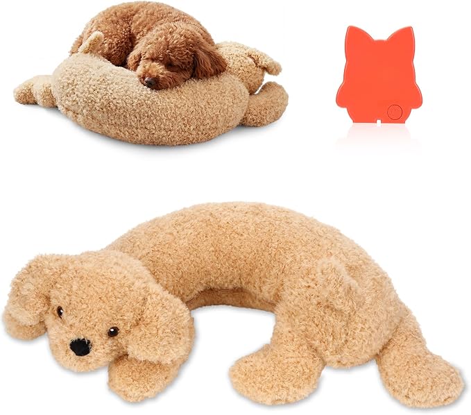 Soulchen Heartbeat Toy for Dog Anxiety Relief Stuffed Animal Comfort Toy for Puppies, Sleep Aid Plush for Crate & Kennel Training, Cuddly Companion Helps Calm Separation Stress (Bear Dog)
