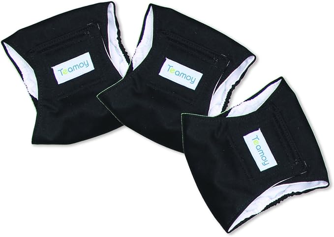 Teamoy 3 Pack Male Dog Diaper Wrap, Washable Puppy Belly Bands, Super-Absorbent and Comfortable(XS,7"-9" Waist, Black)