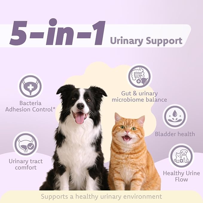 LOVITA Pets Urinary Tract Support for Dogs & Cats, with Cranberry Extract (PACs), D-Mannose and Probiotics, Daily Urinary Health Supplement, 60 Capsules