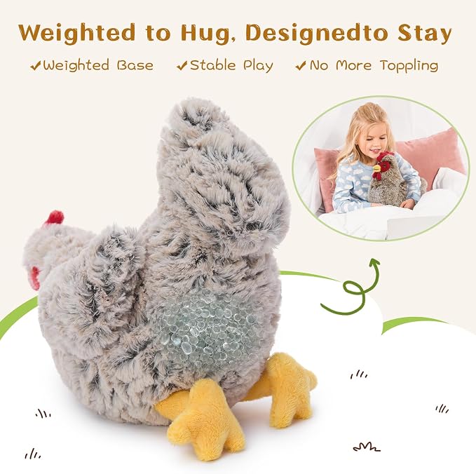Muiteiur 4 Pack Hen Stuffed Animal Set, 9.8 inch Cute Chicken Stuffed Toy, Hen Plush Bulk for Kids Toddlers Birthday Gifts
