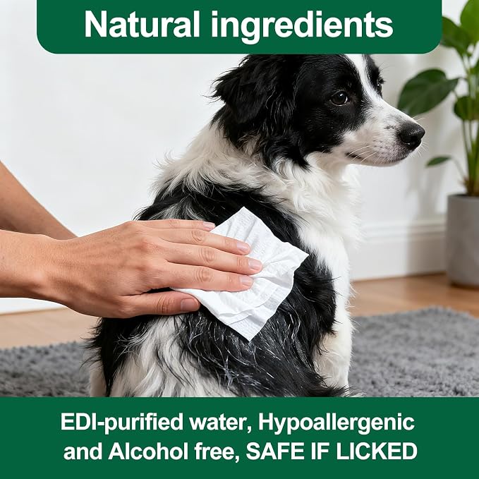Pet Wipes for Cats and Dogs, Deodorizing, Cleaning and Grooming for Paws, Face and Body, Hypoallergenic, Unscented, 4x100 Count