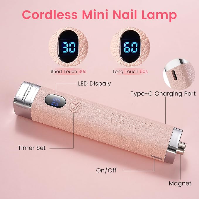 Handheld Mini UV Light for Nails: Flash Cure UV Led Nail Lamp with Cat Eye Magnet- Hand Held Fast Dry Single UV Lamp Pen with Auto Sensor for Manicure Home Salon (Pink)