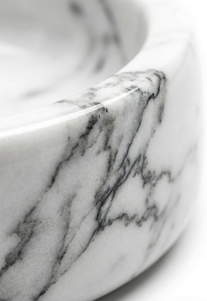 OOBOOB Natural Marble Dog Bowls, Heavy Non-Slip Dog Food Bowl & Dog Water Bowl for Dogs and Cats, Minimalist Design with Unique Natural Veining, Premium Pet Feeding Bowl