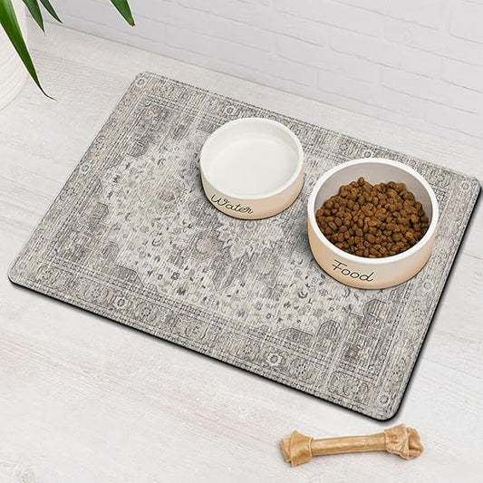 Dog Food Mat for Floors Waterproof Quick Dry Pet Placemat Cat Feeding Bowls Mats for Food and Water, Eco-Friendly Dog Accessories Diatomite Pets Supplies 12" X 20"