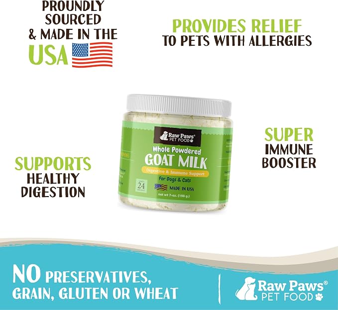 Raw Paws Whole Milk Powder & Bone Broth for Dogs and Cats Bundle - Whole Goat Milk Powder & Chicken Bone Broth - Made in USA - Pet Nutritional Supplement - Protein Powder Food Topper