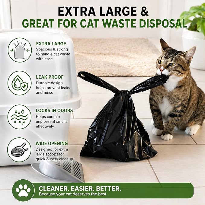 T-shirt Biodegradable Black Plastic Bag (600 ct.) Small Can Liners Thank You Grocery Shooping Size Doggy Poop Bags Compatible with Arm & Hammer Swivel Bin & Rake pooper scooper Multipurpose Bags