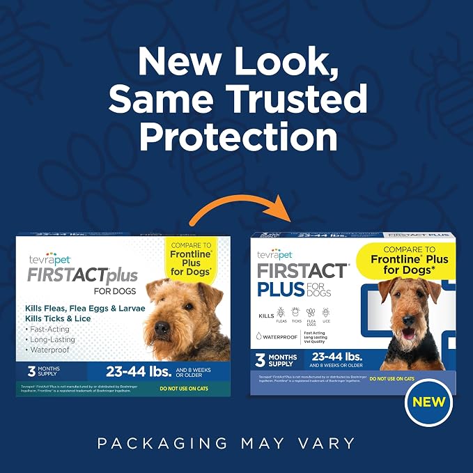 FirstAct Plus Flea Treatment for Dogs, Medium Dogs 23-44 lbs, 6 Doses, Same Active Ingredients as Frontline Plus Flea and Tick Prevention for Dogs