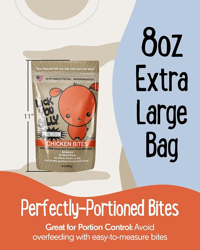 Lick You Silly Freeze-Dried Chicken Liver Dog Treats | High-Protein Puppy Training Treats for Small, Medium, & Large Dogs | Grain-Free, All-Natural Pet Snacks | Made in The USA