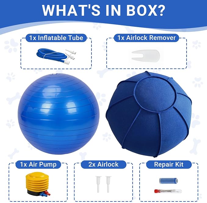 Dog Toy Ball for Dogs, Interactive Dog Training Toy for Medium Large Breeds Outdoor Play, Collies Exercise Agility (Blue,L)