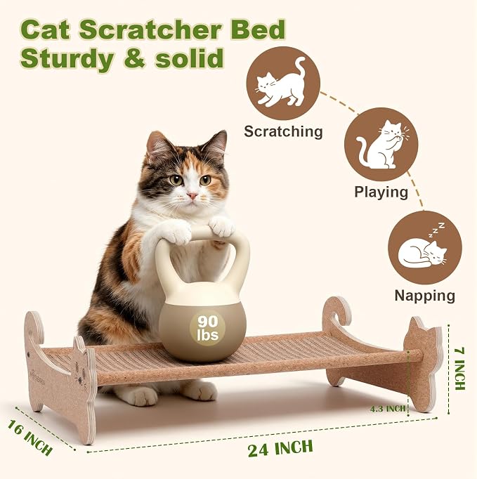 Natural Cork Cat Bed-Cat Scratching & Cat Hammock 2-in-1-Cat Scratchers for Indoor Cats-Scratching Post Cat Toys-Cat Furniture-Cat Scratch Board-Cat Scratch Pads-Eco-Friendly-Cat Gifts