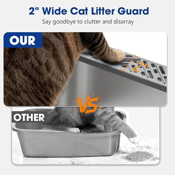 Small Stainless Steel Litter Box with Lid for Kitten, Metal Cat Litter Boxes High Sided Enclosed for Injured Cats and Rabbit, Anti-Urine Leakage | Non-Stick Bottom & Includes Scoop