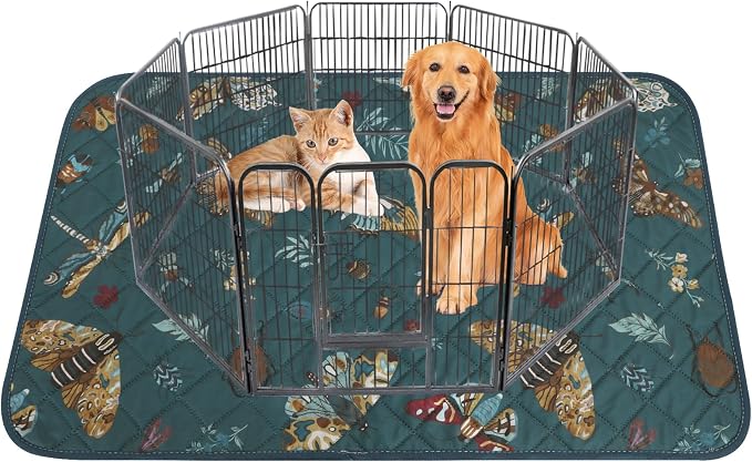 IEUUMLER Washable Pee Pads for Dogs, 1 Pack Insect Pattern Reusable Waterproof Puppy Potty Pads, Non-Slip Absorbent Pet Training Pads for Playpen Crate Bed EU014