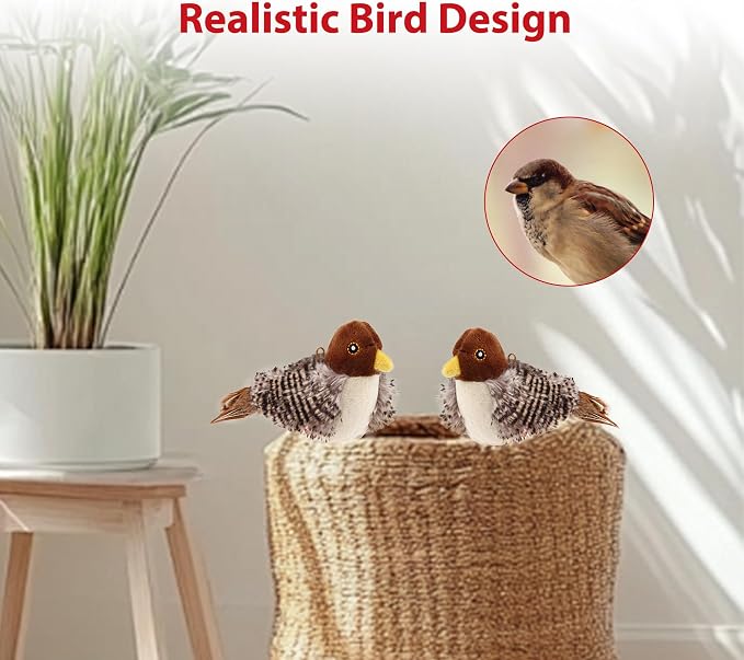 Gigwi Interactive Cat Toys Squeaky 2 Pack, Stimulated Chirping Bird Toys Making Noise, Automatic Chirp Bird Cat Toy with Feather Tail, Melody Chaser Play and Squeak Kitten Toy for Puppy Boredom