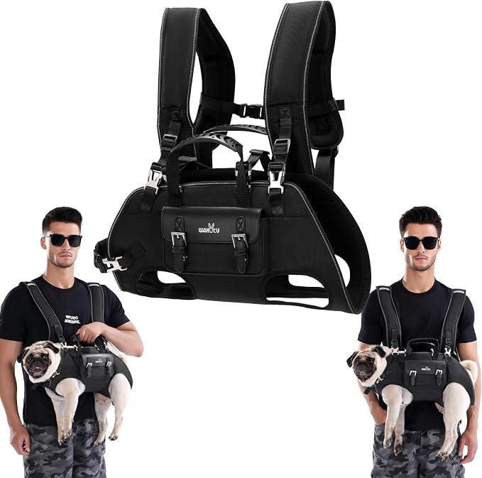Wakytu Dog Backpack Carrier for Dogs,Dog Lift Harness,Adjustable Padded Breathable Straps for Dogs, Disabled, Joint Injuries, Arthritis,M