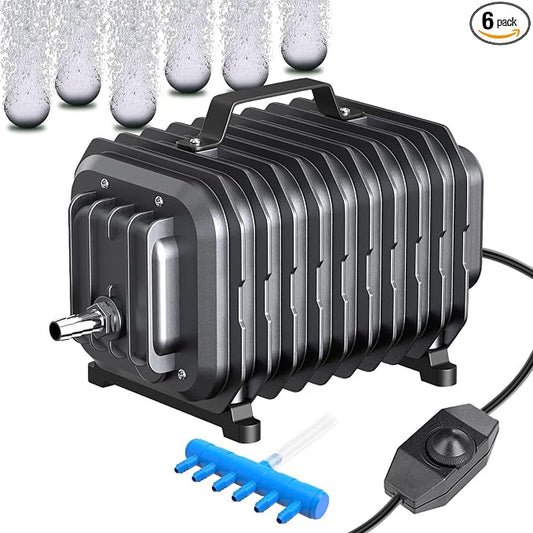 317GPH Aquarium Air Pump, Adjustable Quiet Fish Tank Bubbler, Commercial Air Pump with Completely Accessories, Oxygen Aerator Pump for Aquariums, Ponds, Hydroponics