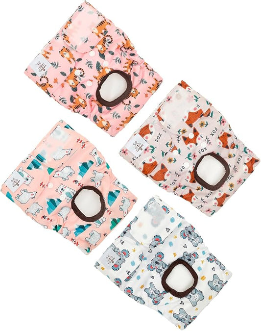 CuteBone Washable Female Dog Diapers 4 Pack Reusable Doggie Heat Diapers for Period FMG07M