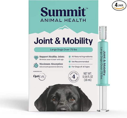 Summit Canine Joint and Mobility Supplement for Large Dogs, All Natural Liquid Chondroitin with Liposomal Delivery for Arthritis, Hip & Joint Support Vitamin, (Dogs 75+lbs)