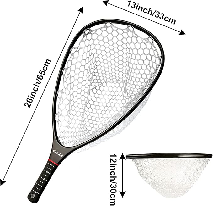 Aventik Fly Floating Fishing Net Carbon Fiber Landing Trout Net Light Weight Clear Rubber Ghost Net Catch & Release