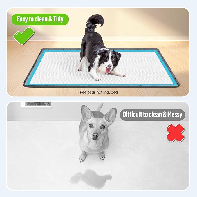 Pee Pad Holder for Dogs, 70" x 45" Silicone Pee Tray Mat Leak-Proof, High Edge, No Spill Pet Pad Holder for Puppy, Cat, Rabbit, Training Pads for Floor Protection, No Pee Pads (Dark Grey)