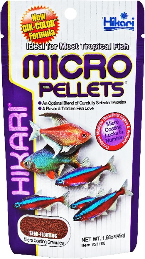 Hikari Tropical Micro Pellets for Tetras, Barbs, and Other Small-Mouthed Tropical Fish (1.58 Oz, Pack of 2) (2 Items)