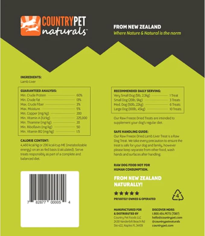 New Zealand Raw Freeze-Dried Lamb Liver 60% Protein Bites 100% Grass-Fed, Premium, Single Ingredient, Grain & Gluten Free Dog Treat & Topper. No Crumbling 3-Pack