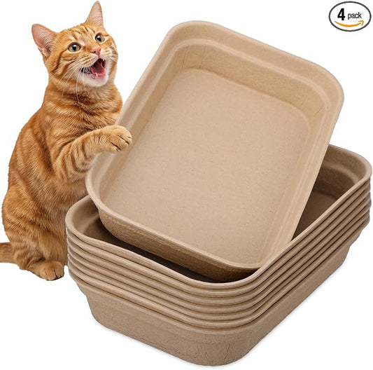 9 Pack Disposable Cat Litter Boxes, Cardboard Kitty Litter Trays with Leak-Proof Liners, Temporary Travel Toilet for Picky Cats, Small Animals, Eco-Friendly, Easy Clean-Up