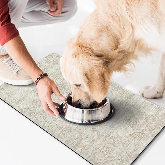 Dog Food Mat for Floors Waterproof Quick Dry Pet Placemat Cat Feeding Bowls Mats for Food and Water, Eco-Friendly Dog Accessories Diatomite Pets Supplies 12" X 20"