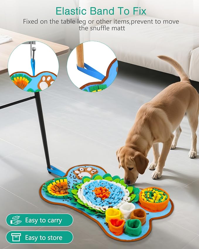 ORIA Snuffle Mat for Dogs, Interactive Slow Feeder Mat, Mental Stimulation, Boredom Busters, Anxiety Relief, Dog Puzzle Toy & Treats Hunting Game for Small Medium Dogs Puppies, 25''x17''