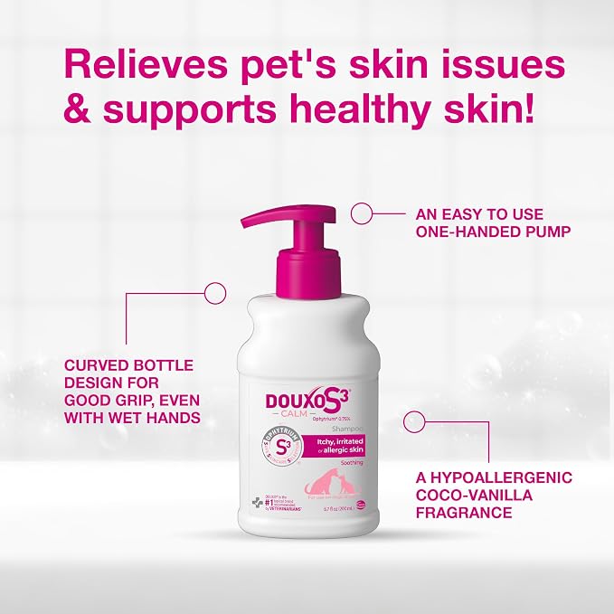 Douxo S3 Calm Dog Shampoo for Itchy Skin Relief, Dog Shampoo for Allergies and Itching, Soothes Itchy, Irritated or Allergic Skin For Dogs and Cats, 6.7 fl oz