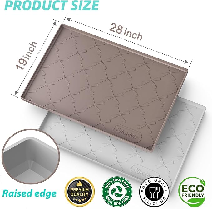 SIKADEER 28" x 19" Under Sink Mat Waterproof, Silicone Mat Kitchen Drawer Shelf and Cabinet Liner, Sink Protector for Kitchen Organizers and Storage, Boot Tray Pet Food Mats