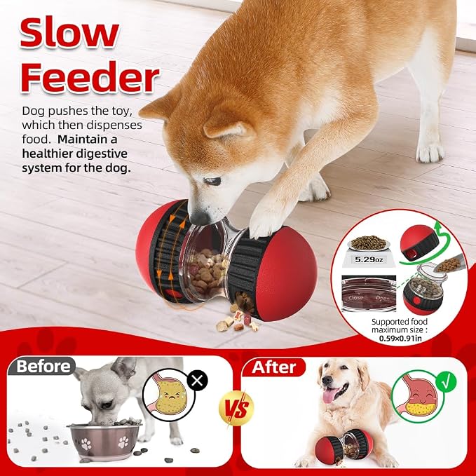 Mankoda Interactive Dog Puzzle Toys, Brain Stimulation Rolling Treat Dispenser Ball & Slow Feeder Combo for Dogs to Keep Them Engaged and Busy