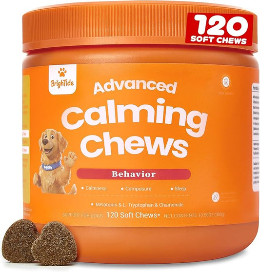 Dog Calming Chews - Calming Treats for Dogs for Separation Anxiety| Anxiety Relief for All Breeds, Puppies & Adult Dogs, Bacon Flavor, 120 Count